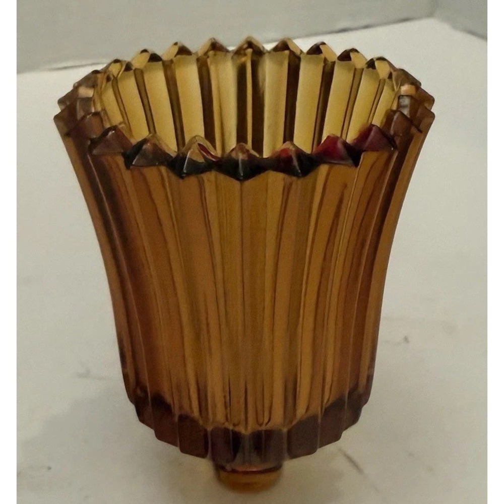 Vintage Orange Ribbed Glass Peg Votive Sconce Cup Candle Holder 3.75"‎ H 3" W
